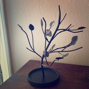 Jewelry tree with earring holes & catch tray base